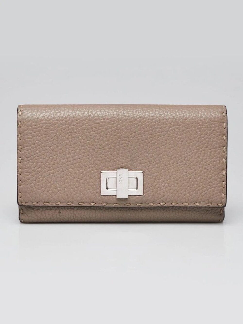 Fendi Grey Selleria Leather Peekaboo Wallet 8M0308